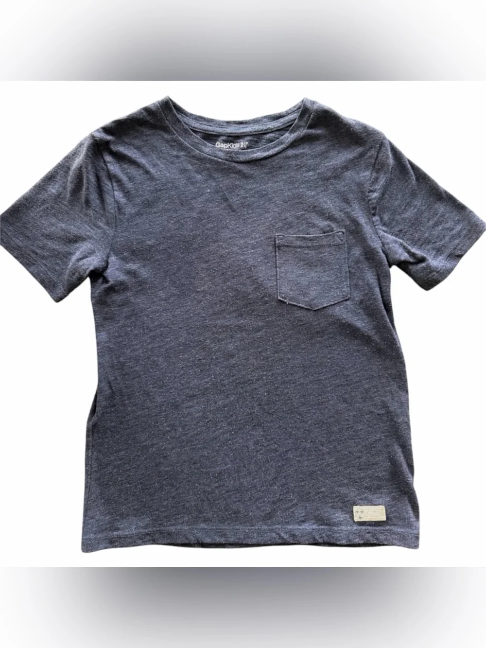GAP Boys' Heather Navy Short Sleeve Pocket Tee Size 6-7